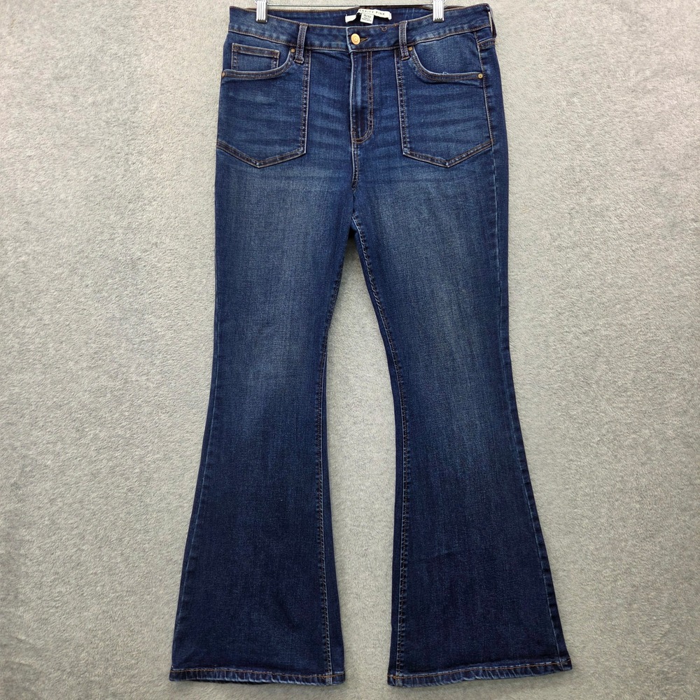 Retro Fairycore HIGH RISE Flare CELEBRITY PINK Patch Pocket Jeans Women 15/32